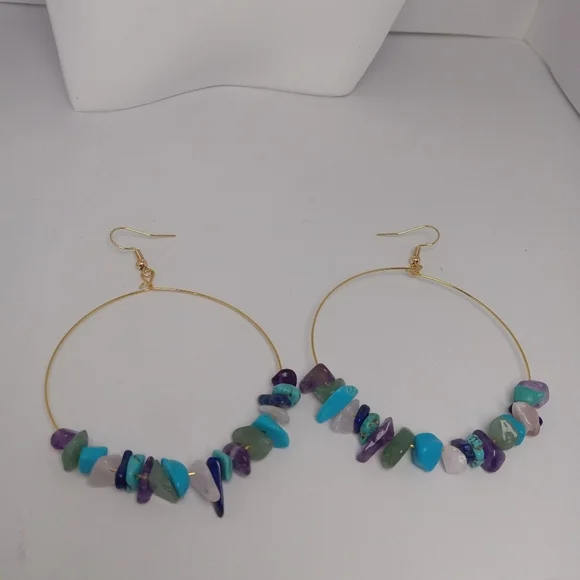 Multicolor stone chip earrings - Picture 4 of 5